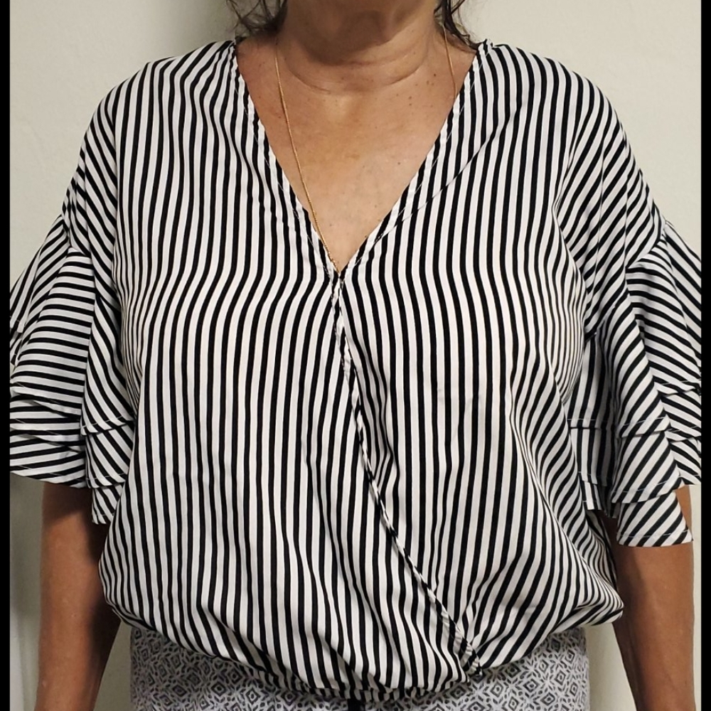 Blue and white Stripe Blouse